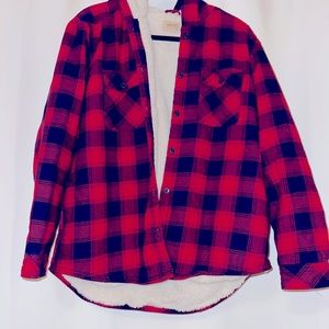 Women’s Flannel Jacket Color: Blue/ Red